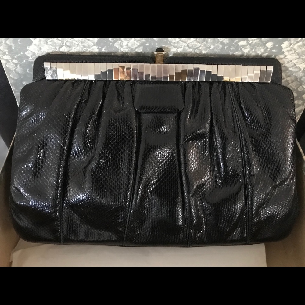 Vintage Judith Leiber snakeskin convertible clutch